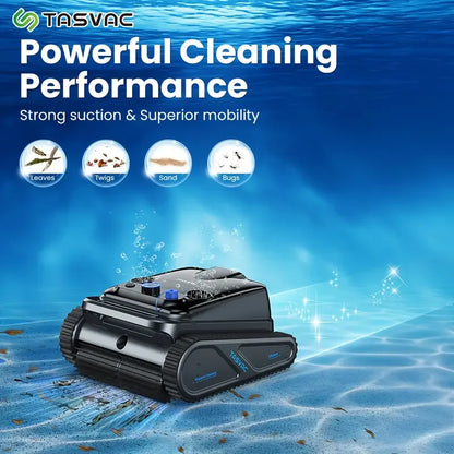 TASVAC Automatic Cordless Robotic Pool Cleaner,240 Mins Runtime,Self-Parking,for Flat Above/In-Ground Pool to 80 Feet/2000 Sq.Ft - Merit Sell