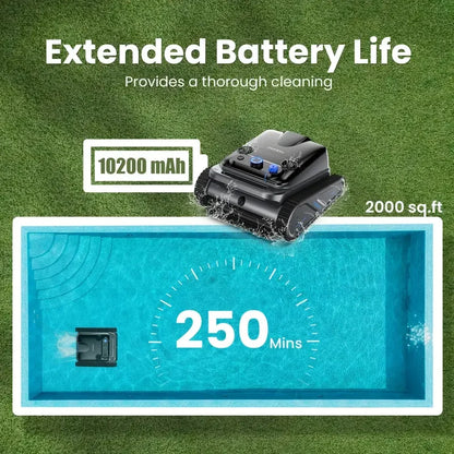 TASVAC Automatic Cordless Robotic Pool Cleaner,240 Mins Runtime,Self-Parking,for Flat Above/In-Ground Pool to 80 Feet/2000 Sq.Ft - Merit Sell
