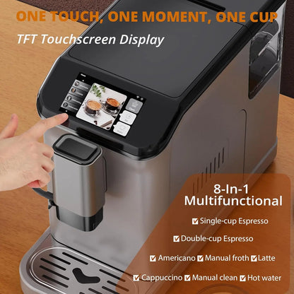 TFT Touch Screen Automatic Espresso Machine, 20 Bar Coffee Machine With Grinder, Espresso Maker With Automatic Milk Frother - Merit Sell
