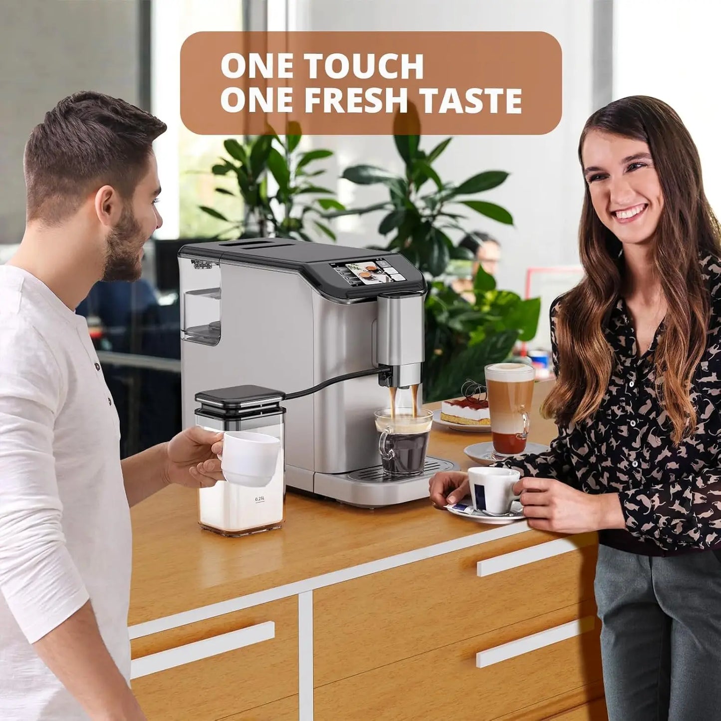 TFT Touch Screen Automatic Espresso Machine, 20 Bar Coffee Machine With Grinder, Espresso Maker With Automatic Milk Frother - Merit Sell