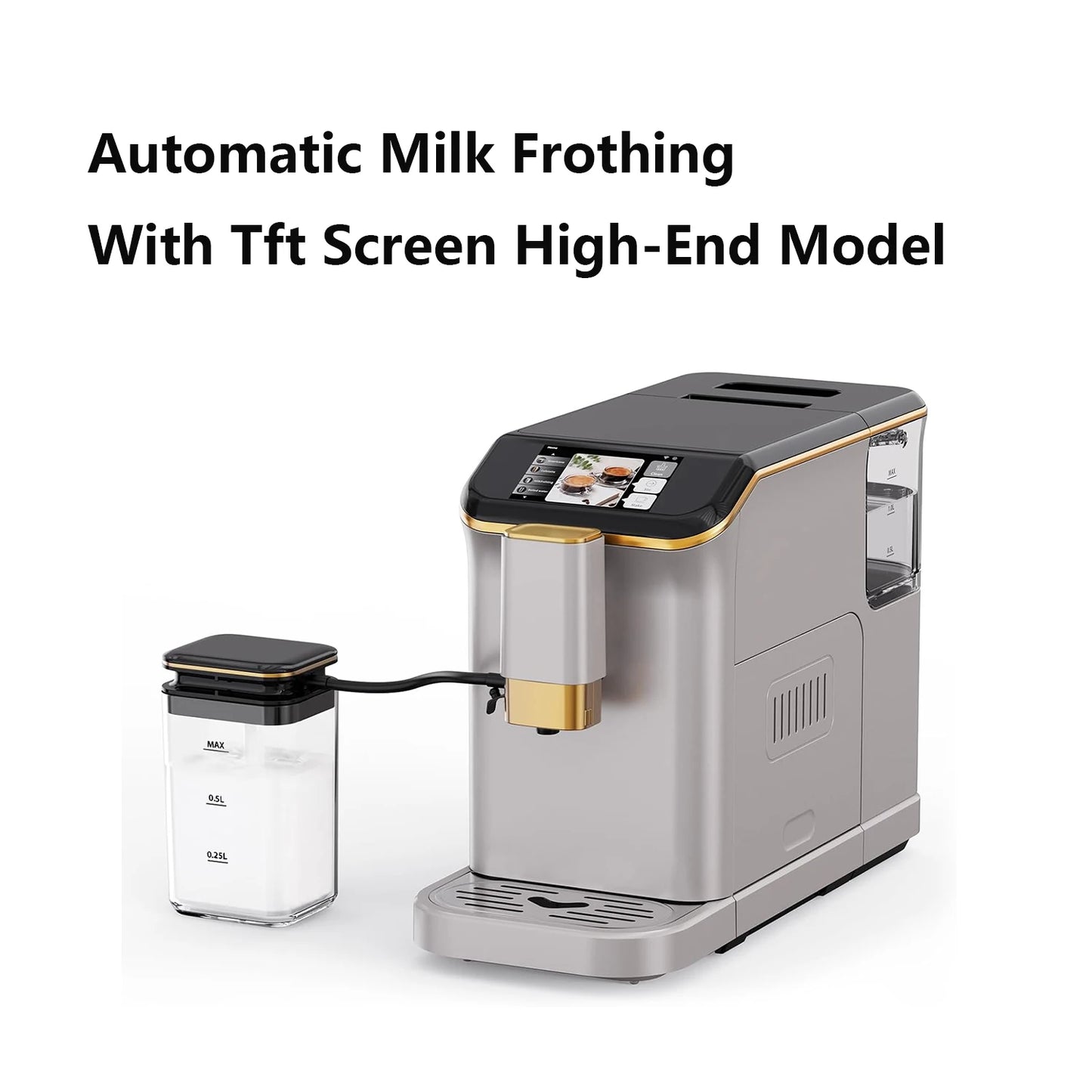 TFT Touch Screen Automatic Espresso Machine, 20 Bar Coffee Machine With Grinder, Espresso Maker With Automatic Milk Frother - Merit Sell