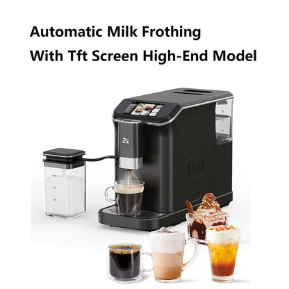 TFT Touch Screen Automatic Espresso Machine, 20 Bar Coffee Machine With Grinder, Espresso Maker With Automatic Milk Frother - Merit Sell