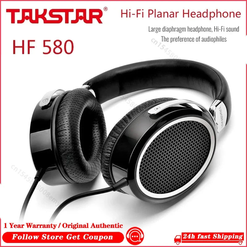 Takstar HF 580 HF580 Hi-Fi Planar Headphone Ultra-large planar diaphragm low distortion powerful LF full MF transparent HF - Merit Sell