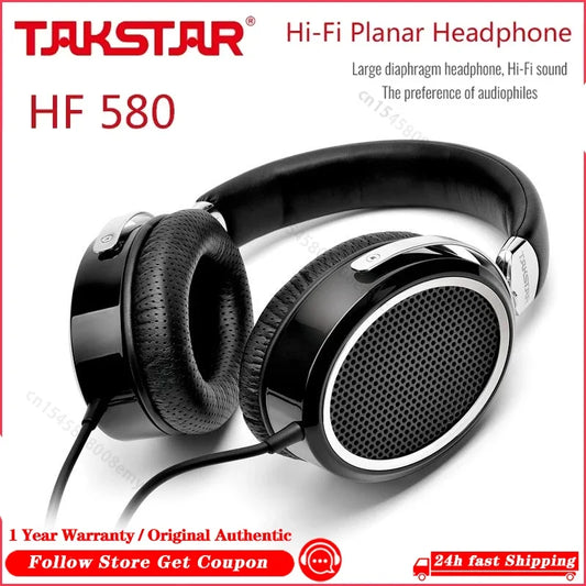 Takstar HF 580 HF580 Hi-Fi Planar Headphone Ultra-large planar diaphragm low distortion powerful LF full MF transparent HF - Merit Sell Merit Sell