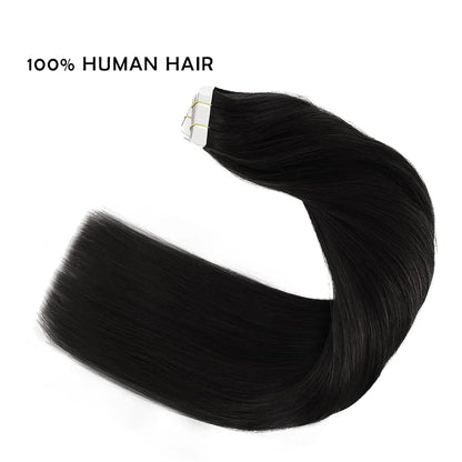 Tape In Hair Extensions Straight Brazilian Remy Human Hair Extensions Natural Black 20Pcs 50G/Pack Adhesive Invisible For Women - Merit Sell