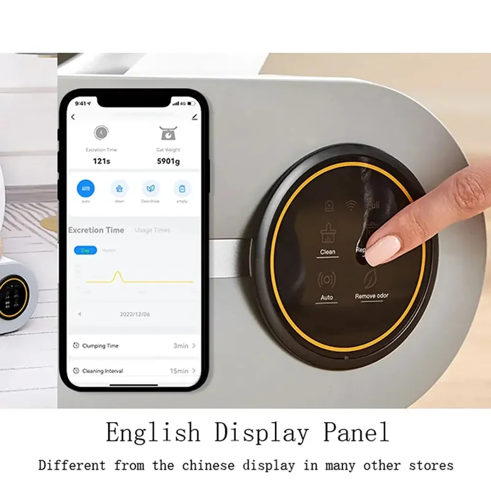 Tonepie 65L Automatic Smart Cat Litter Box Self Cleaning Fully Enclosed Cat Litter Box Pet Toilet Litter Tray English versions - Merit Sell