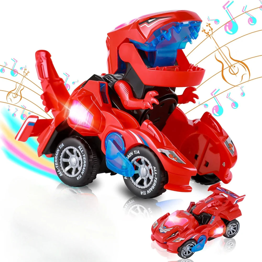 Transforming Car Dinosaur Toy for Kids, Dino Transformer Toy Car with Light Music for Toddlers 1-3, Christmas Gifts for Boys - Merit Sell