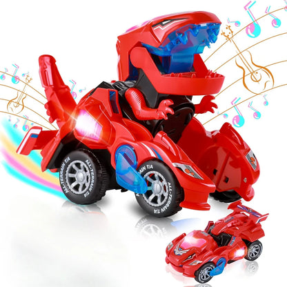 Transforming Car Dinosaur Toy for Kids, Dino Transformer Toy Car with Light Music for Toddlers 1-3, Christmas Gifts for Boys - Merit Sell
