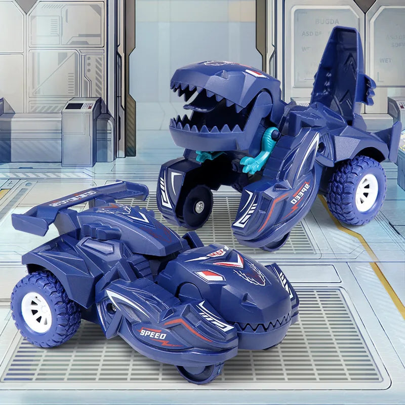 Transforming Toys Deformation Toy Inertial Sliding Dino Car Dinosaur Transform Car Toy Automatic Transformer Toy for KidsToddler - Merit Sell