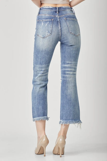 Trendsi High Waist Distressed Cropped Jeans for Women - Merit Sell