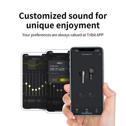 Tribit FlyBuds C2 Wireless Bluetooth Earphones 4 Mics Call Noise Canceling Crystal-Clear Calls Earbuds 32H Playtime Headphones - Merit Sell