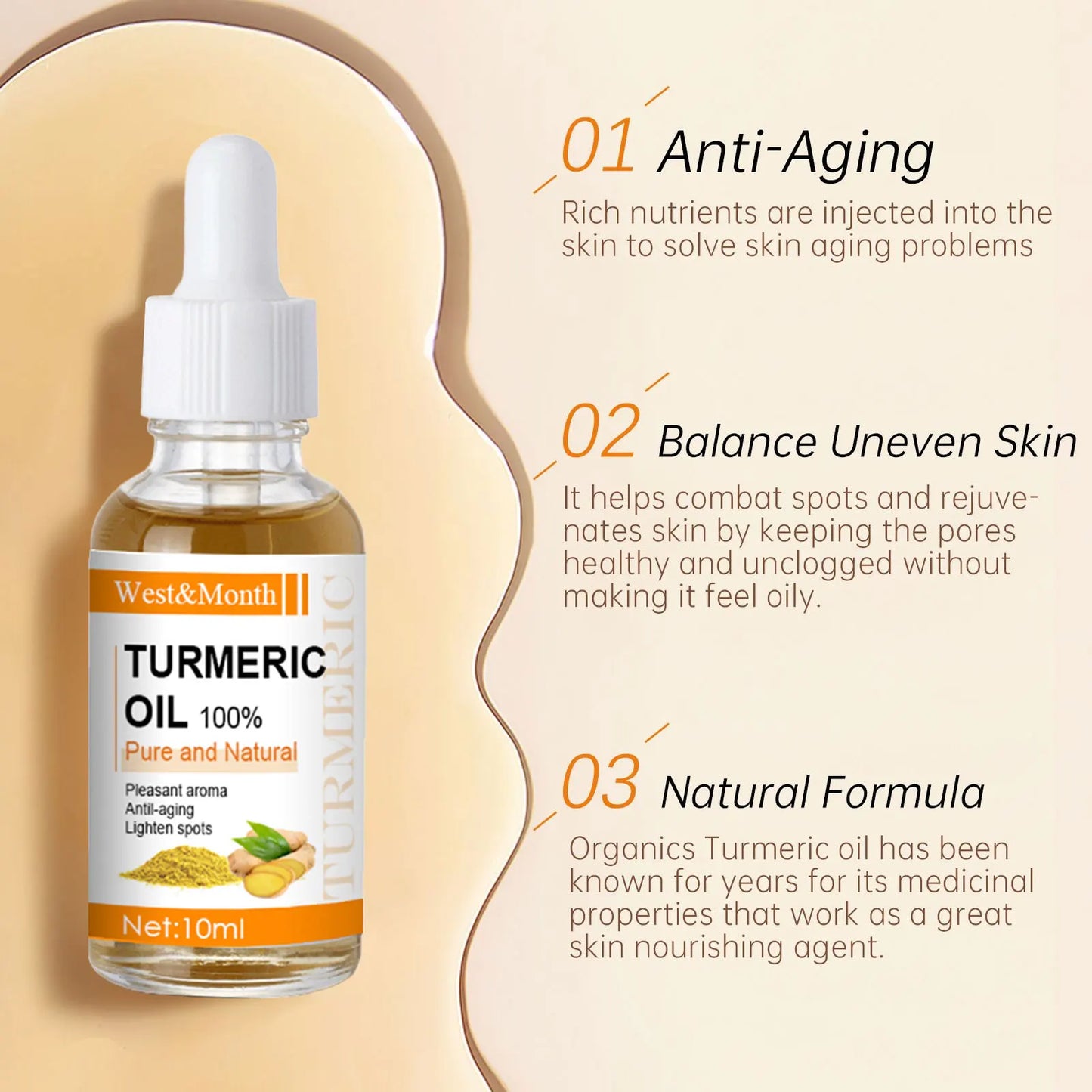 Turmeric Essence Oil Firming Tightening Fade Fine Lines Brighten Skin Tone Remove Melanin Deeply Moisturizing Facial Serum Oil - Merit Sell