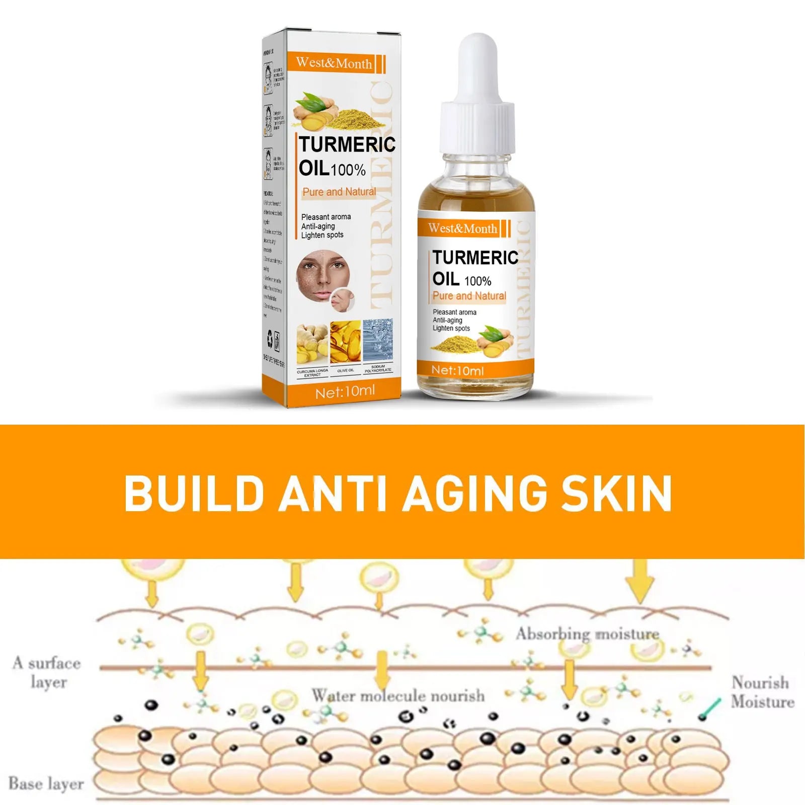 Turmeric Essence Oil Firming Tightening Fade Fine Lines Brighten Skin Tone Remove Melanin Deeply Moisturizing Facial Serum Oil - Merit Sell