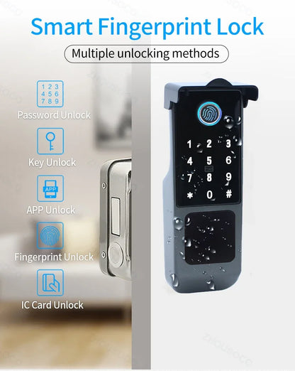 Tuya APP Smart Lock Outdoor Waterproof Wifi Double Sided Fingerprint Lock Password Card Digital Electronic Dooor Lock For Garden