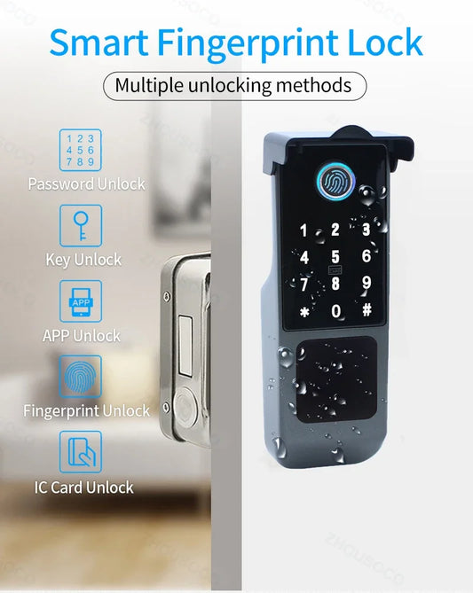 Tuya APP Smart Lock Outdoor Waterproof Wifi Double Sided Fingerprint Lock Password Card Digital Electronic Dooor Lock For Garden Merit Sell