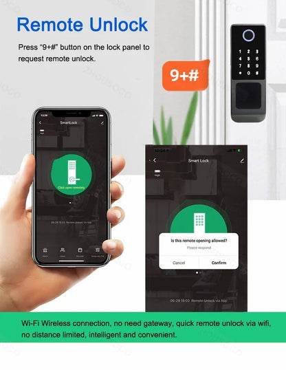Tuya APP Smart Lock Outdoor Waterproof Wifi Double Sided Fingerprint Lock Password Card Digital Electronic Dooor Lock For Garden