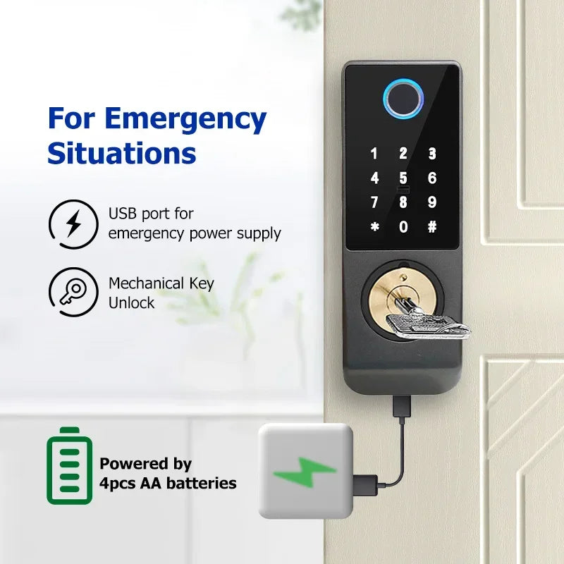 Tuya APP Smart Lock Outdoor Waterproof Wifi Double Sided Fingerprint Lock Password Card Digital Electronic Dooor Lock For Garden