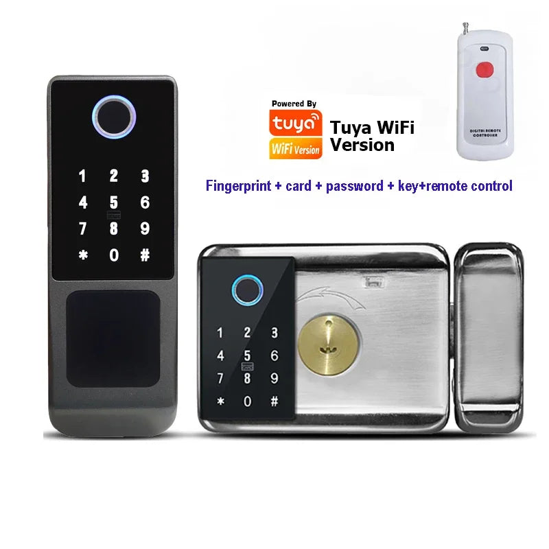 Tuya APP Smart Lock Outdoor Waterproof Wifi Double Sided Fingerprint Lock Password Card Digital Electronic Dooor Lock For Garden