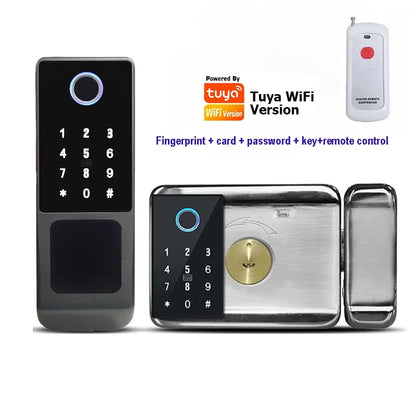 Tuya APP Smart Lock Outdoor Waterproof Wifi Double Sided Fingerprint Lock Password Card Digital Electronic Dooor Lock For Garden