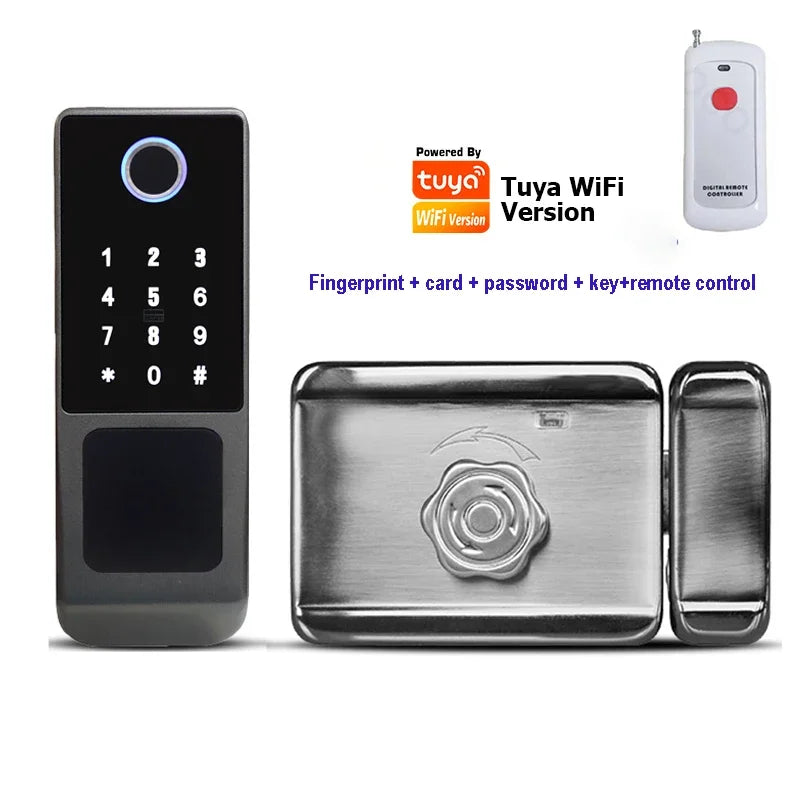 Tuya APP Smart Lock Outdoor Waterproof Wifi Double Sided Fingerprint Lock Password Card Digital Electronic Dooor Lock For Garden