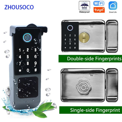 Tuya Wifi Waterproof Smart Door Lock Outdoor Garden Fingerprint Lock Card Code Key Remote Unlock Keyless Access Electronic Lock - Merit Sell