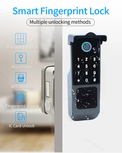 Tuya Wifi Waterproof Smart Door Lock Outdoor Garden Fingerprint Lock Card Code Key Remote Unlock Keyless Access Electronic Lock - Merit Sell