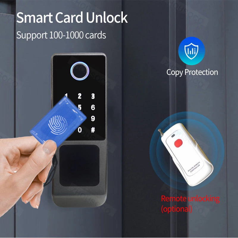 Tuya Wifi Waterproof Smart Door Lock Outdoor Garden Fingerprint Lock Card Code Key Remote Unlock Keyless Access Electronic Lock - Merit Sell
