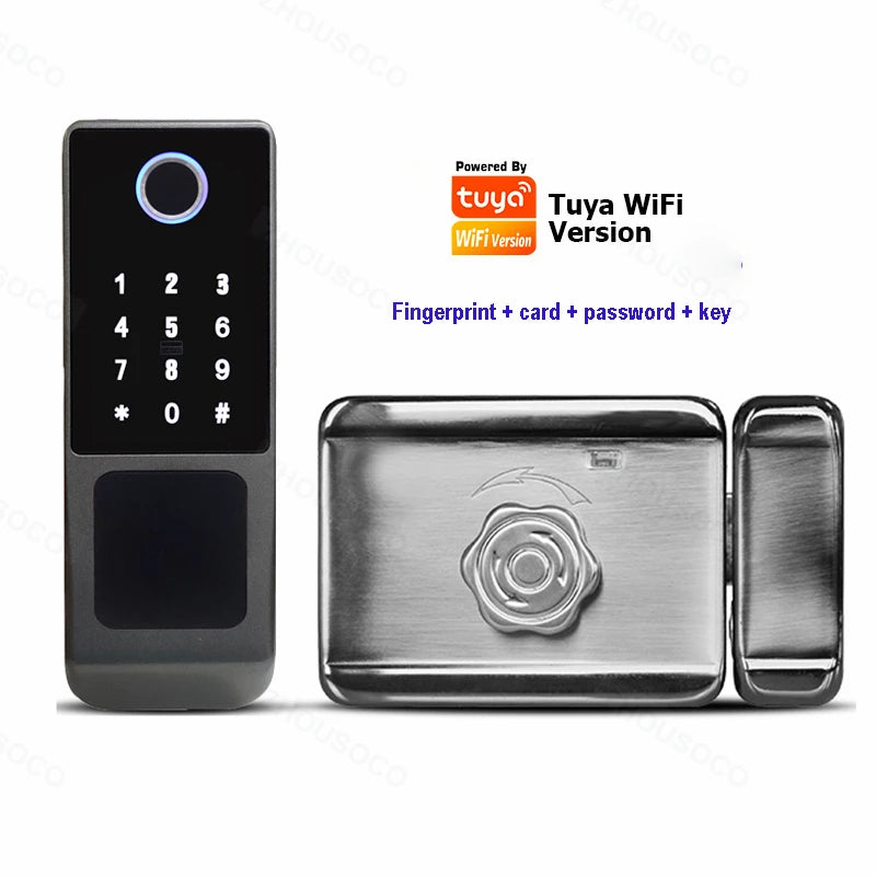 Tuya Wifi Waterproof Smart Door Lock Outdoor Garden Fingerprint Lock Card Code Key Remote Unlock Keyless Access Electronic Lock - Merit Sell