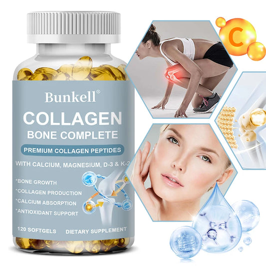 Type 1 & 3 Collagen Bone Complete Formula with Vitamins and Minerals to Support Bone Growth, Skin Health, 120 Capsules - Merit Sell