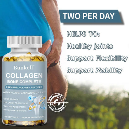 Type 1 & 3 Collagen Bone Complete Formula with Vitamins and Minerals to Support Bone Growth, Skin Health, 120 Capsules - Merit Sell