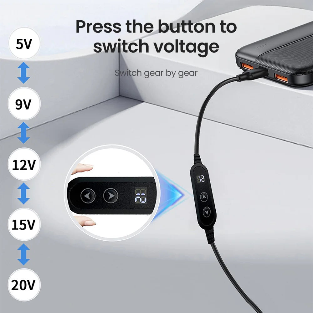Type C To DC Power Boost Cable 5V/9V/12V/15V/20V Boost Line 8 Adapters USB C To DC Jack Connector Fast Charging For Wifi Router - Merit Sell