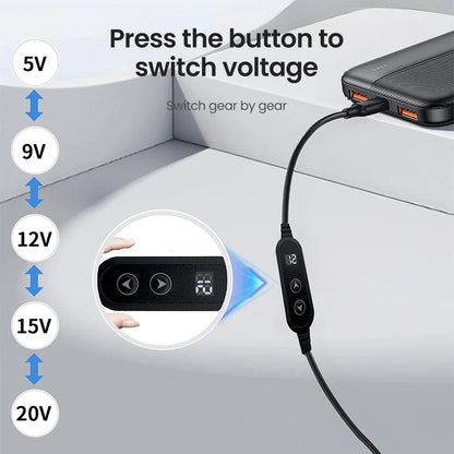 Type C To DC Power Boost Cable 5V/9V/12V/15V/20V Boost Line 8 Adapters USB C To DC Jack Connector Fast Charging For Wifi Router - Merit Sell