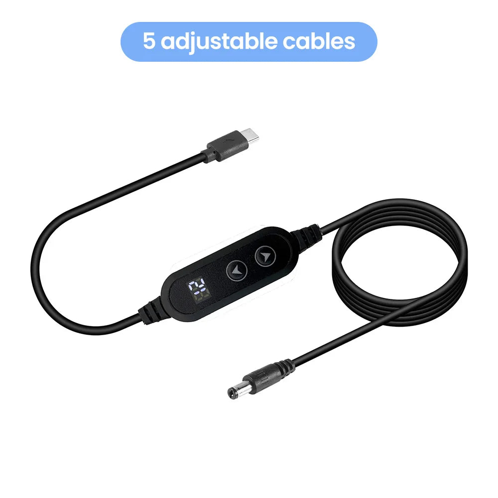 Type C To DC Power Boost Cable 5V/9V/12V/15V/20V Boost Line 8 Adapters USB C To DC Jack Connector Fast Charging For Wifi Router - Merit Sell
