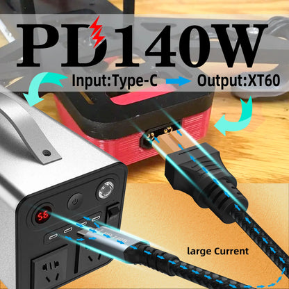 Type C to XT60 adapter cable, USB C to XT60 charging cable, USB C male to XT60 female cable, PD 140W charging cable - Merit Sell