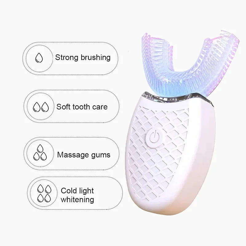 U Shape Degrees Intelligent Electric Toothbrush Sonic Automatic Tooth Brush 360 Degree Cleaning USB Charge Waterproof Toothbrush - Merit Sell