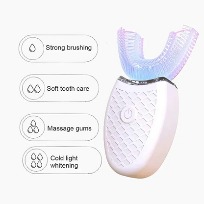 U Shape Degrees Intelligent Electric Toothbrush Sonic Automatic Tooth Brush 360 Degree Cleaning USB Charge Waterproof Toothbrush - Merit Sell