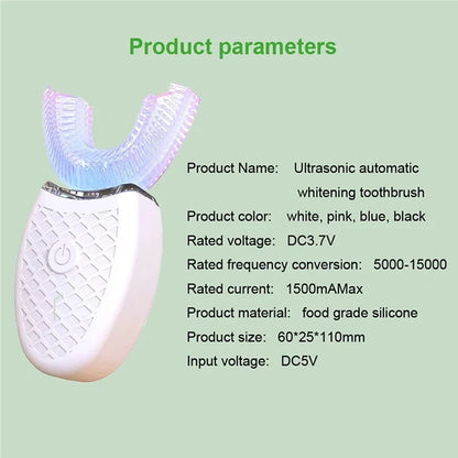 U Shape Degrees Intelligent Electric Toothbrush Sonic Automatic Tooth Brush 360 Degree Cleaning USB Charge Waterproof Toothbrush - Merit Sell