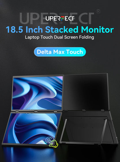 UPERFECT 18.5”100HZ Delta Portable Dual TouchScreen Monitor FHD HDR 360°Rotation Folding Triple Screen Laptop Display Extender - Merit Sell
