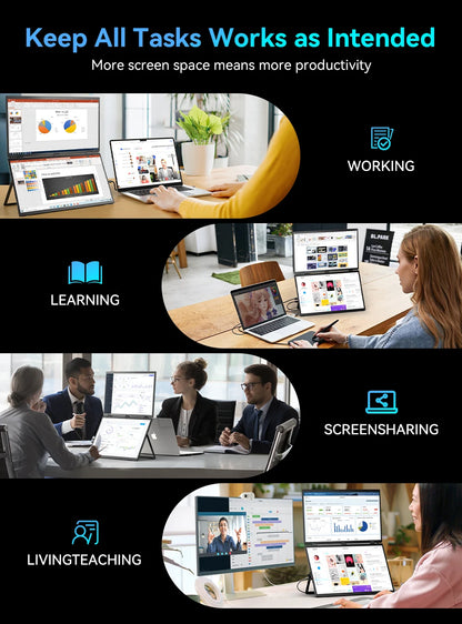 UPERFECT 18.5”100HZ Delta Portable Dual TouchScreen Monitor FHD HDR 360°Rotation Folding Triple Screen Laptop Display Extender - Merit Sell