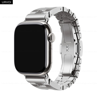 URVOI Satine Grand H Band for Apple Watch Ultra 2 Series 10 9 8 7 6 5 Quality stainless steel strap for iWatch butterfly clasp - Merit Sell