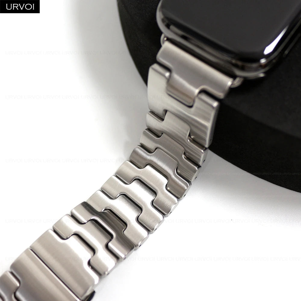 URVOI Satine Grand H Band for Apple Watch Ultra 2 Series 10 9 8 7 6 5 Quality stainless steel strap for iWatch butterfly clasp - Merit Sell