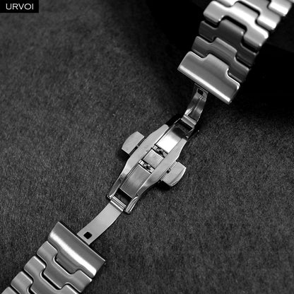 URVOI Satine Grand H Band for Apple Watch Ultra 2 Series 10 9 8 7 6 5 Quality stainless steel strap for iWatch butterfly clasp - Merit Sell