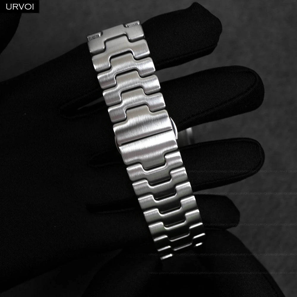 URVOI Satine Grand H Band for Apple Watch Ultra 2 Series 10 9 8 7 6 5 Quality stainless steel strap for iWatch butterfly clasp - Merit Sell