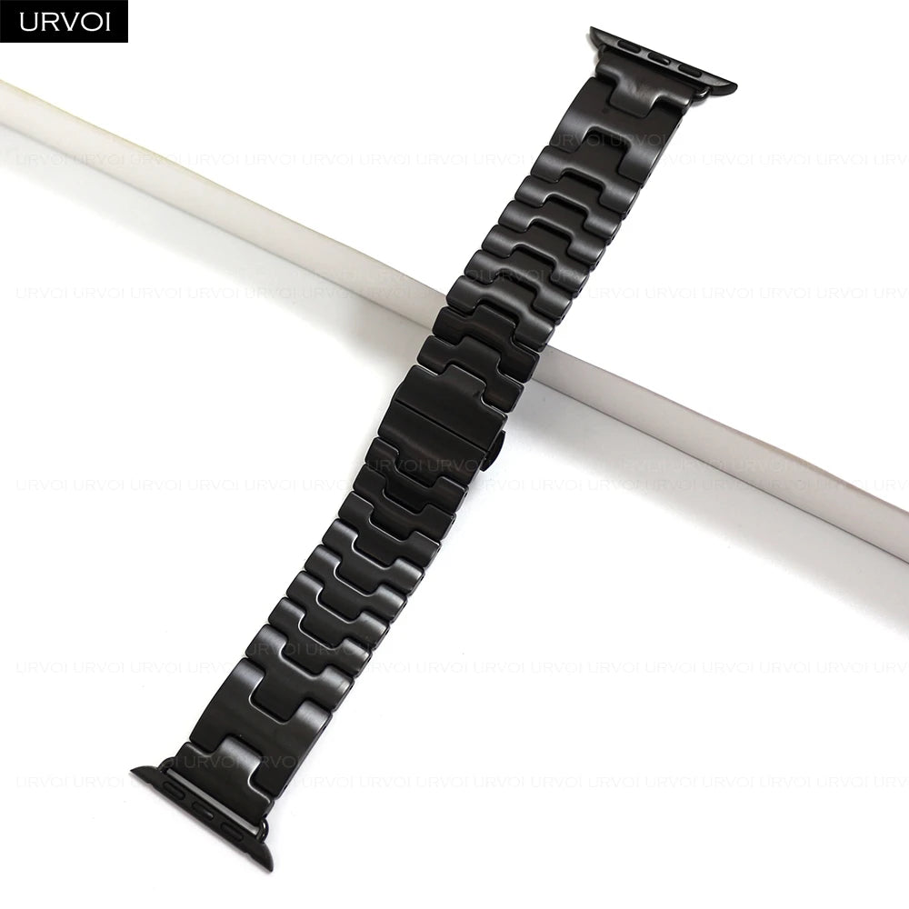 URVOI Satine Grand H Band for Apple Watch Ultra 2 Series 10 9 8 7 6 5 Quality stainless steel strap for iWatch butterfly clasp - Merit Sell