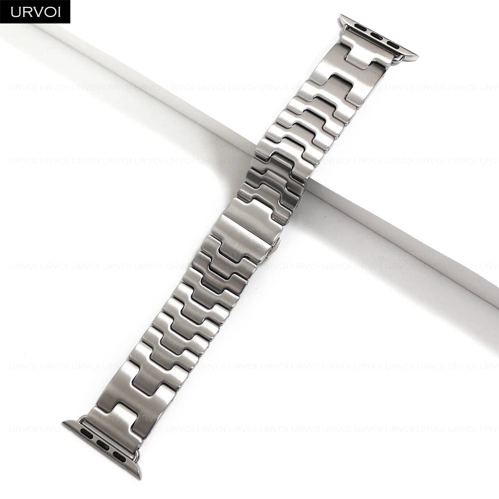 URVOI Satine Grand H Band for Apple Watch Ultra 2 Series 10 9 8 7 6 5 Quality stainless steel strap for iWatch butterfly clasp - Merit Sell