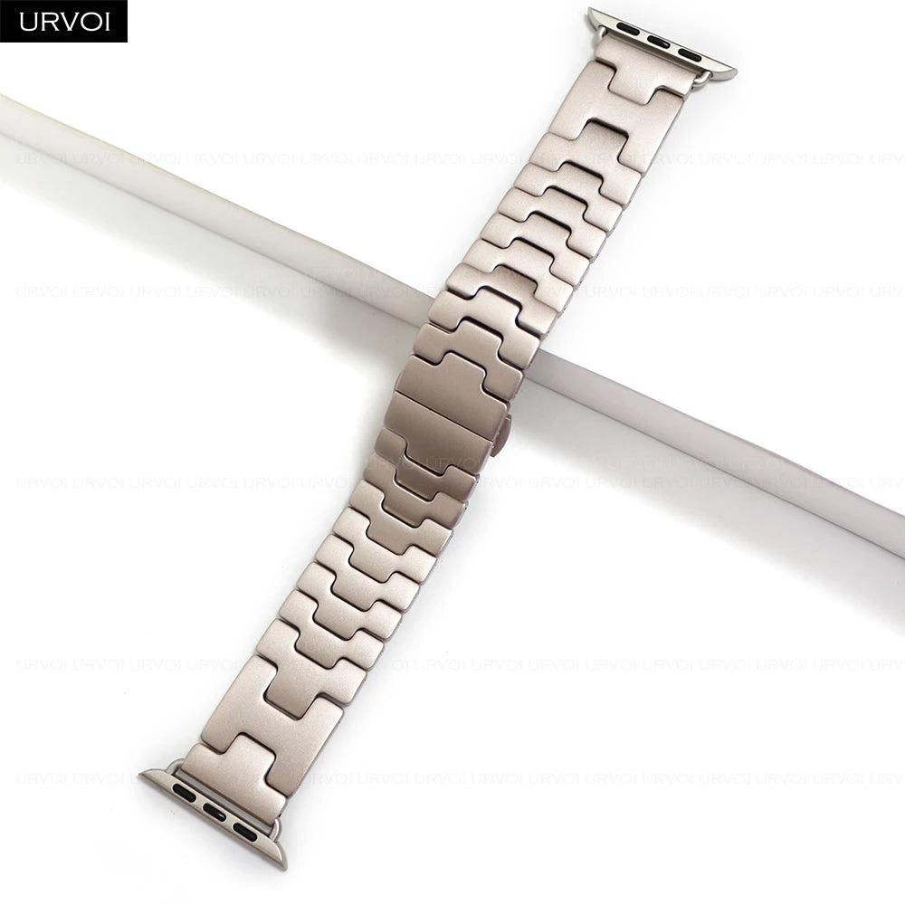 URVOI Satine Grand H Band for Apple Watch Ultra 2 Series 10 9 8 7 6 5 Quality stainless steel strap for iWatch butterfly clasp - Merit Sell