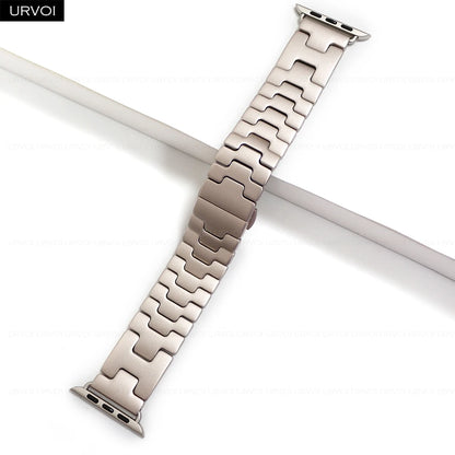 URVOI Satine Grand H Band for Apple Watch Ultra 2 Series 10 9 8 7 6 5 Quality stainless steel strap for iWatch butterfly clasp - Merit Sell