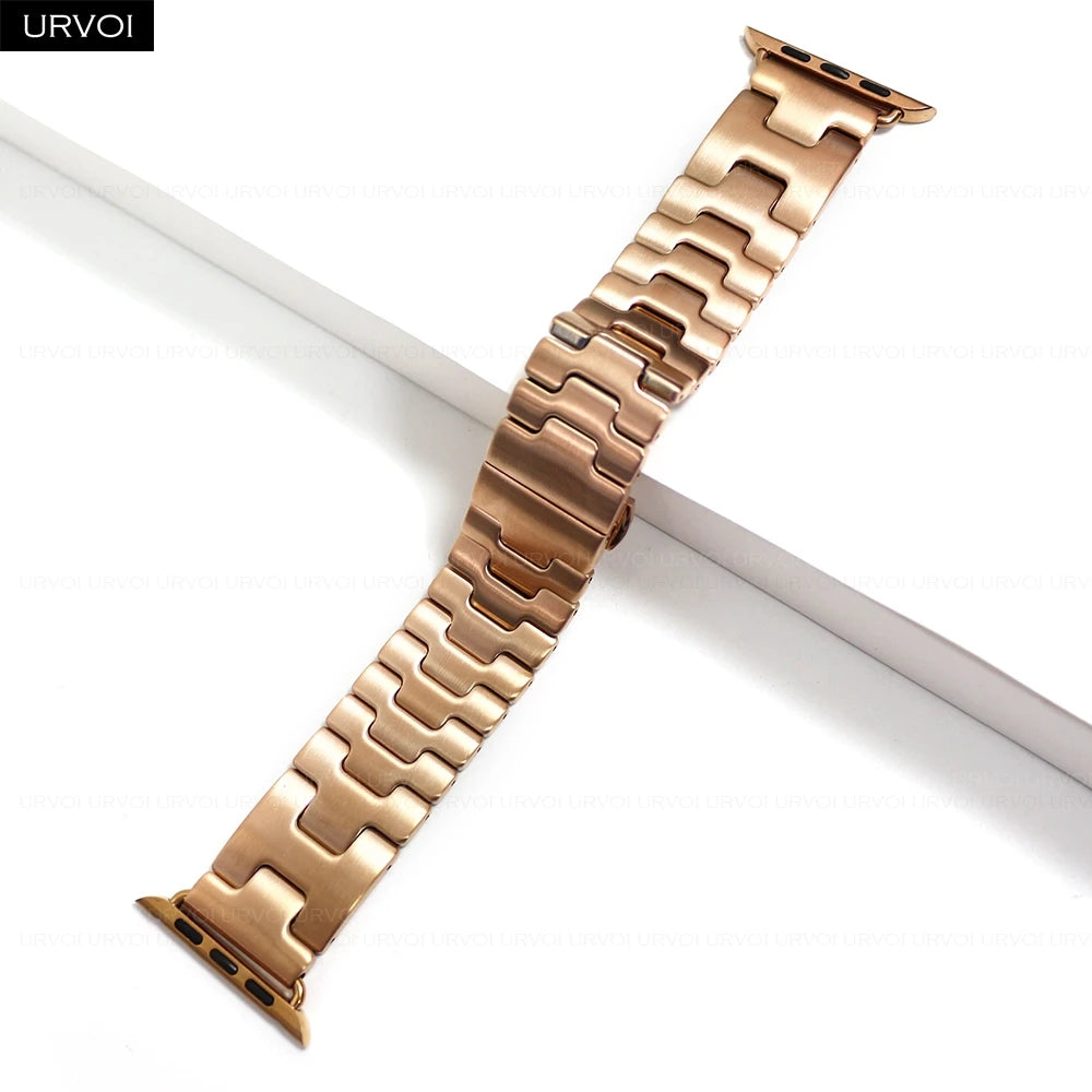URVOI Satine Grand H Band for Apple Watch Ultra 2 Series 10 9 8 7 6 5 Quality stainless steel strap for iWatch butterfly clasp - Merit Sell