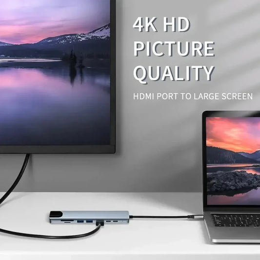 USB C HUB Type C Splitter Thunderbolt 3 Docking Station Laptop Adapter With For Macbook Air M1 iPad Pro - Merit Sell Merit Sell