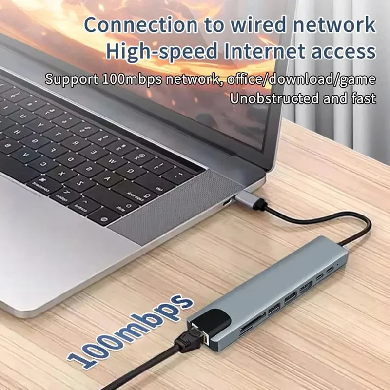 USB C HUB Type C Splitter Thunderbolt 3 Docking Station Laptop Adapter With For Macbook Air M1 iPad Pro - Merit Sell